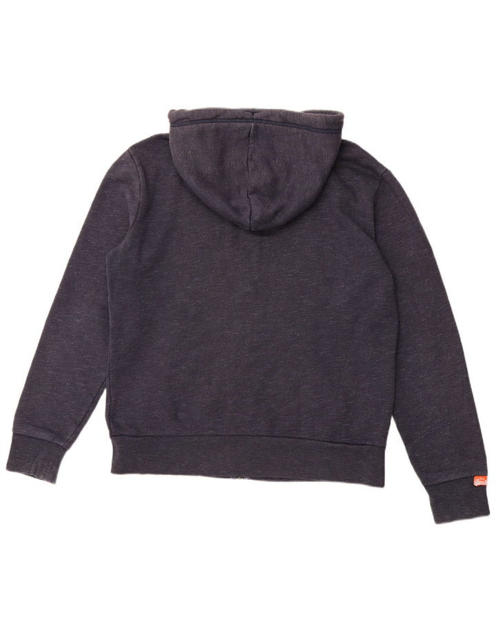 Maglione con cappuccio e zip da uomo SUPERDRY 2XL cotone screziato blu navy