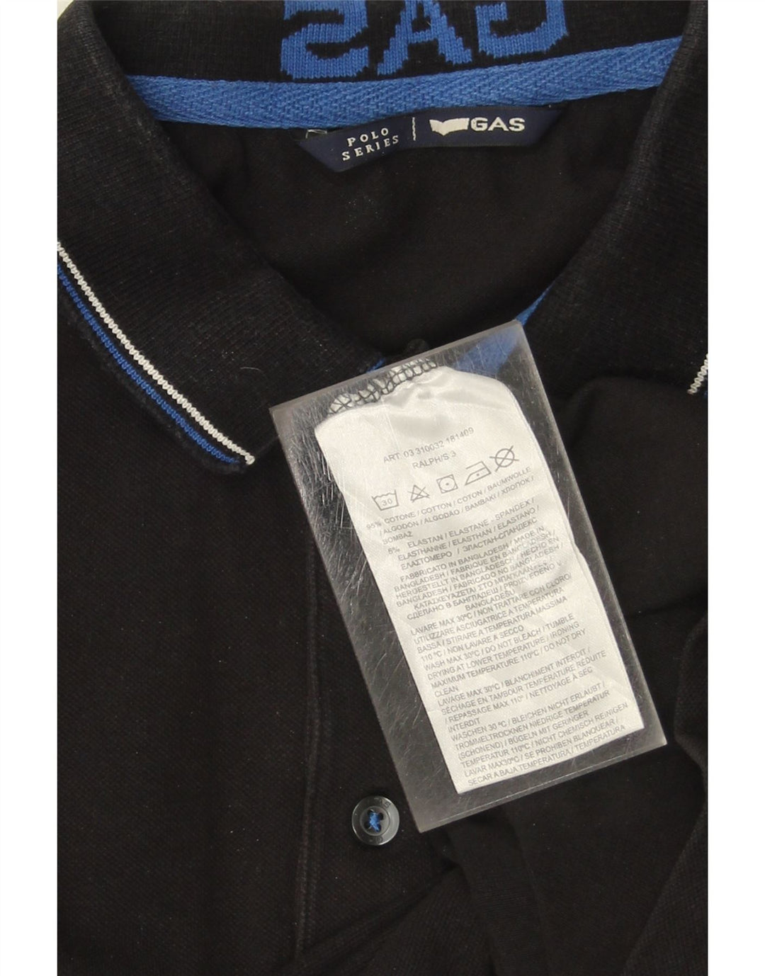 GAS Mens Polo Shirt Medium Black Cotton