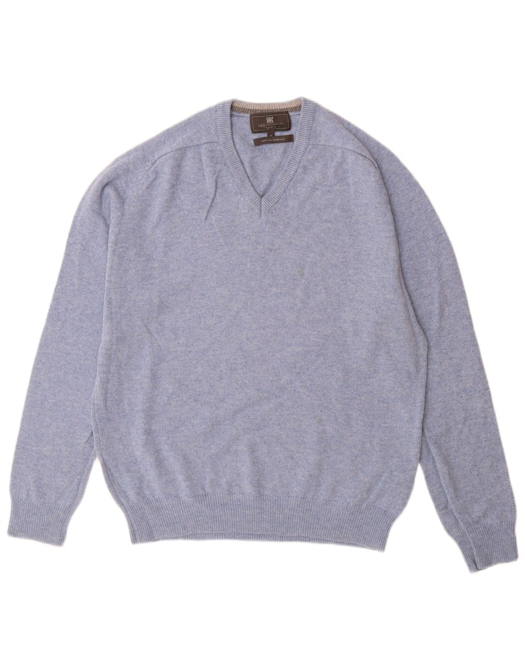 Maglione da uomo Marks & Spencer vestibilità regolare con scollo a V blu medio