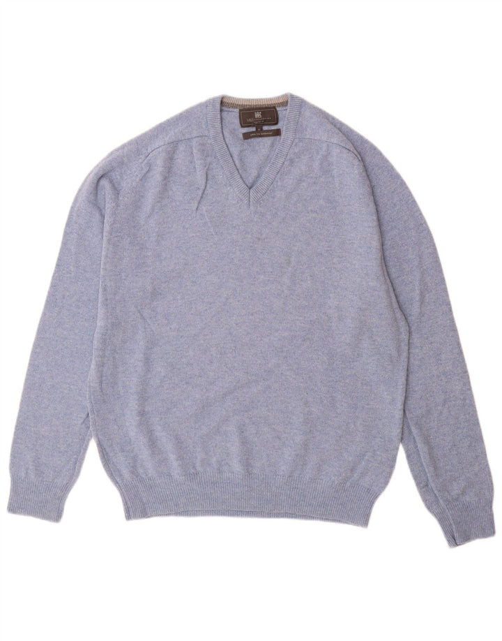 Maglione da uomo Marks & Spencer vestibilità regolare con scollo a V blu medio