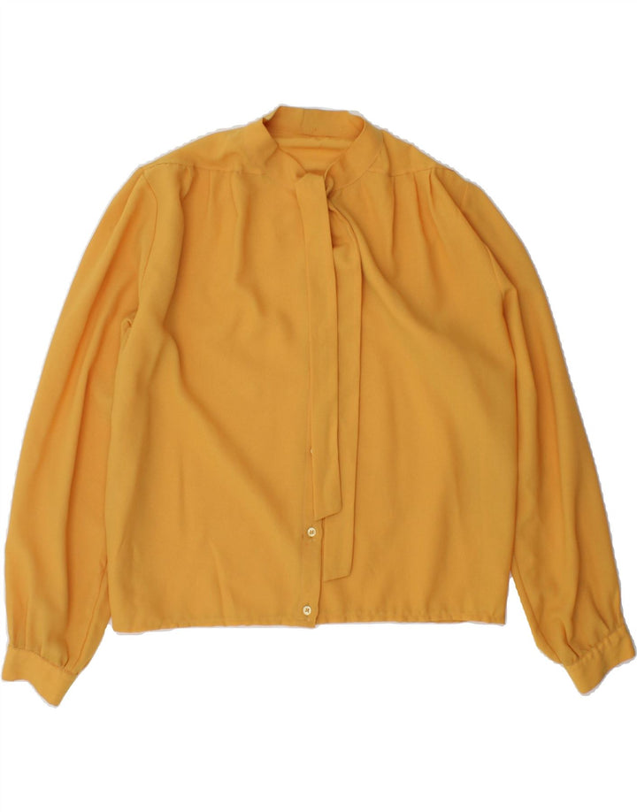 VINTAGE Womens Front Tie Shirt Blouse UK 18 XL Yellow Vintage Vintage and Second-Hand Vintage from Messina Hembry 