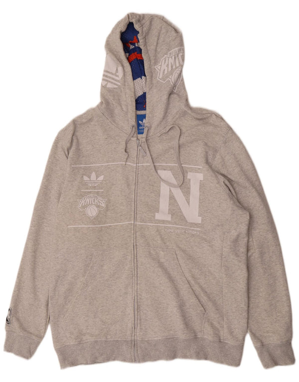 Maglione con cappuccio e zip grafica da uomo Adidas 2XL in cotone grigio