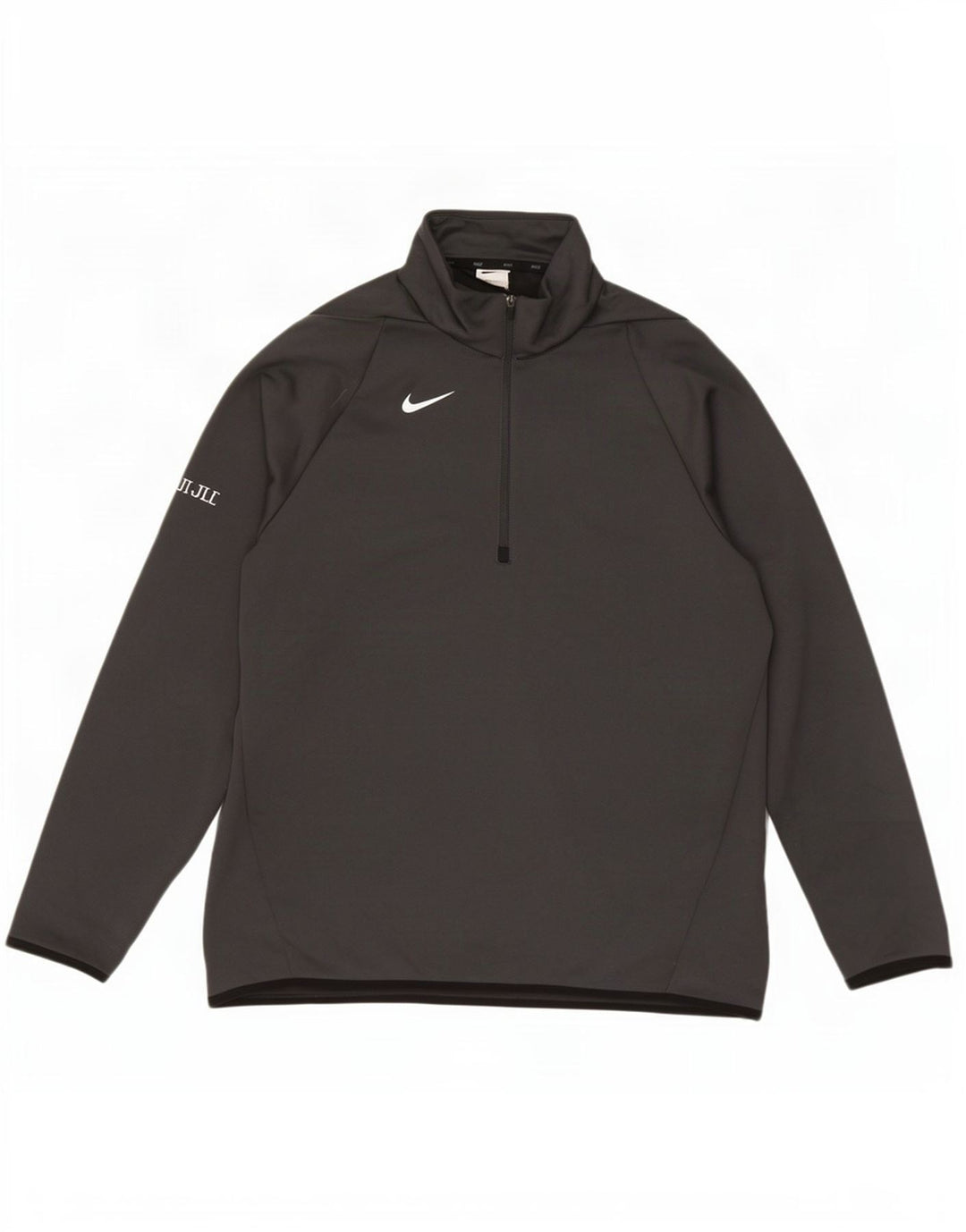 Nike Uomo Dri Fit Zip Collo Pullover Tuta Top Large Grigio Poliestere