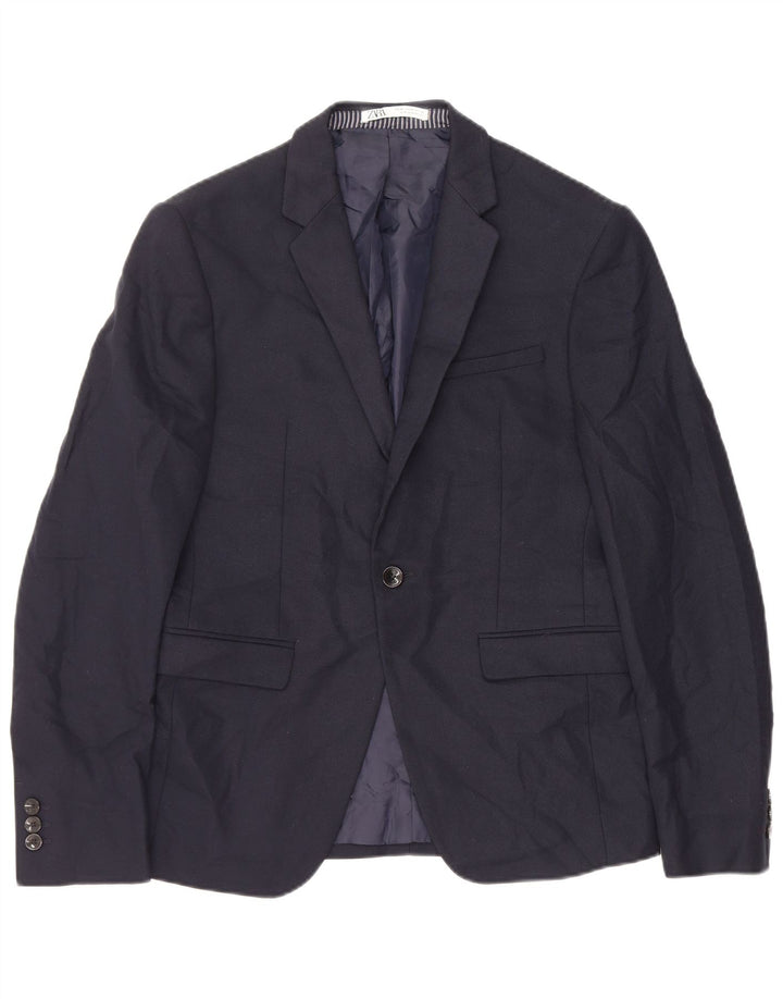 Giacca blazer da uomo a 1 bottone Zara EU 46 piccola poliestere blu navy