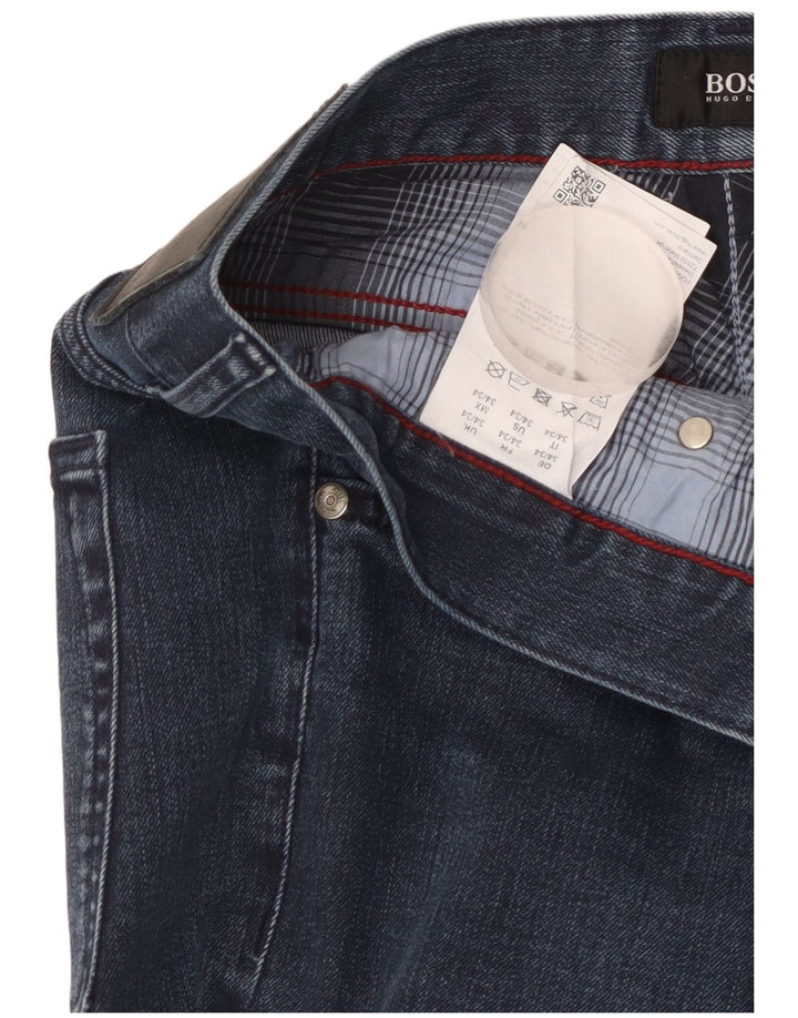 Jeans dritti da uomo HUGO BOSS W34 L34 cotone blu navy
