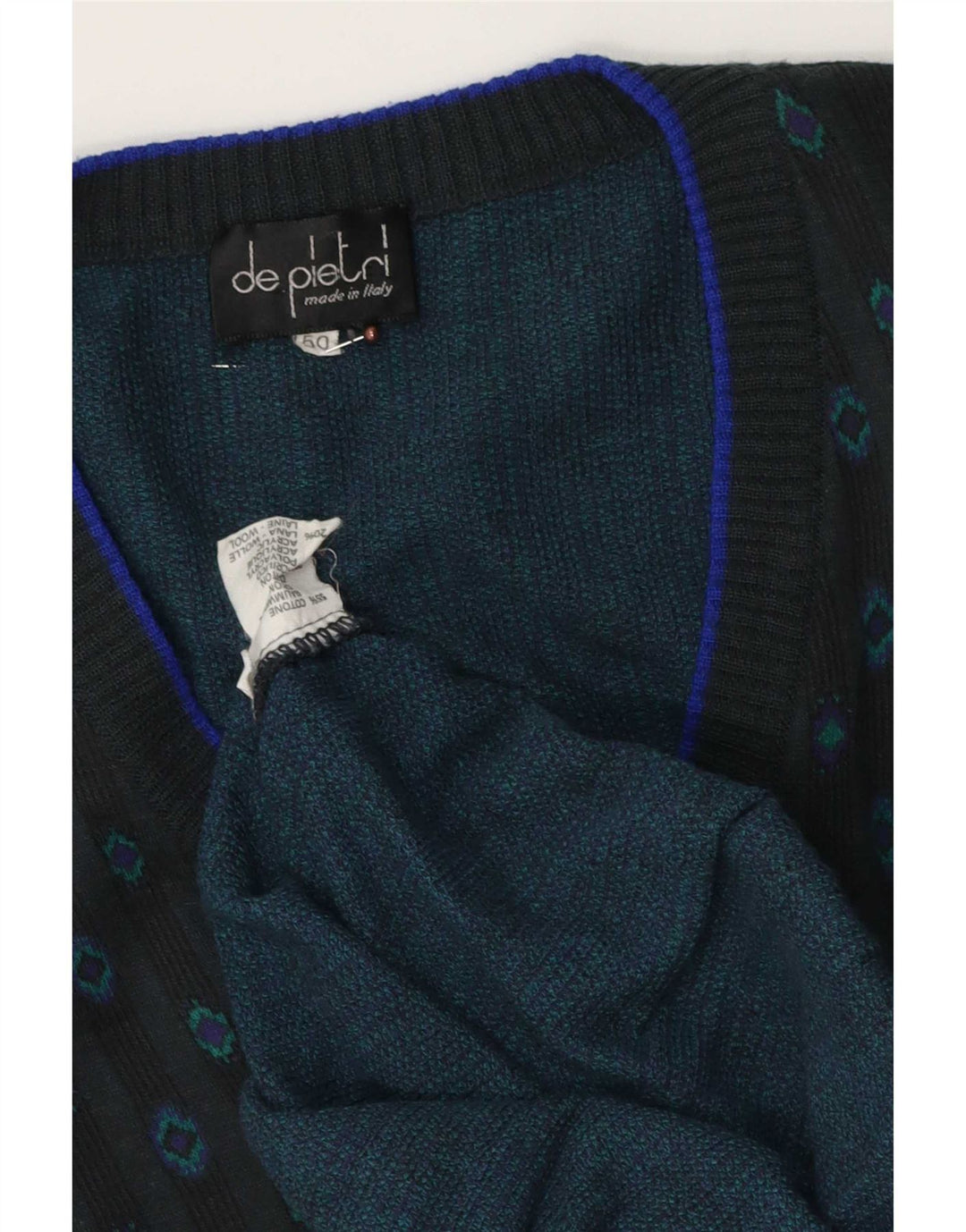Maglione da uomo con scollo a V De Pietri IT 50 Cotone geometrico grigio medio