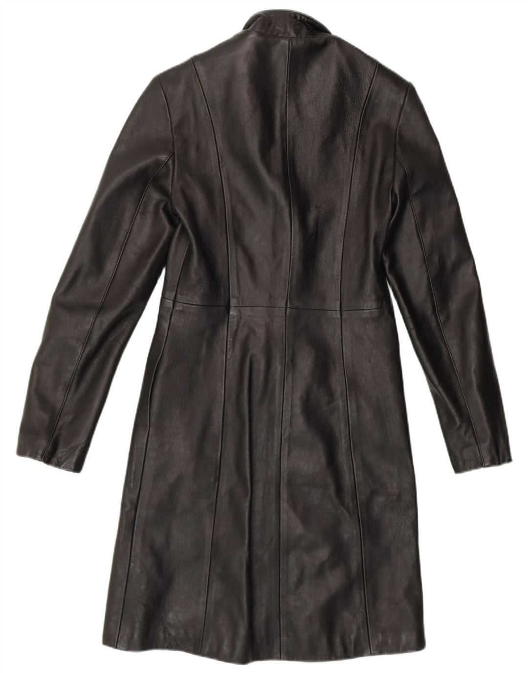 Cappotto in pelle da donna VINTAGE UK 8 piccolo in pelle nera