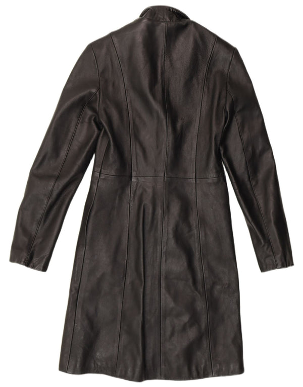 Cappotto in pelle da donna VINTAGE UK 8 piccolo in pelle nera