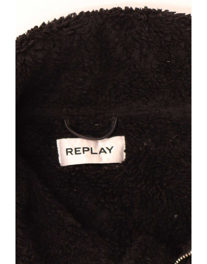 Giacca Sherpa grafica da donna Replay UK 14 grande poliestere marrone