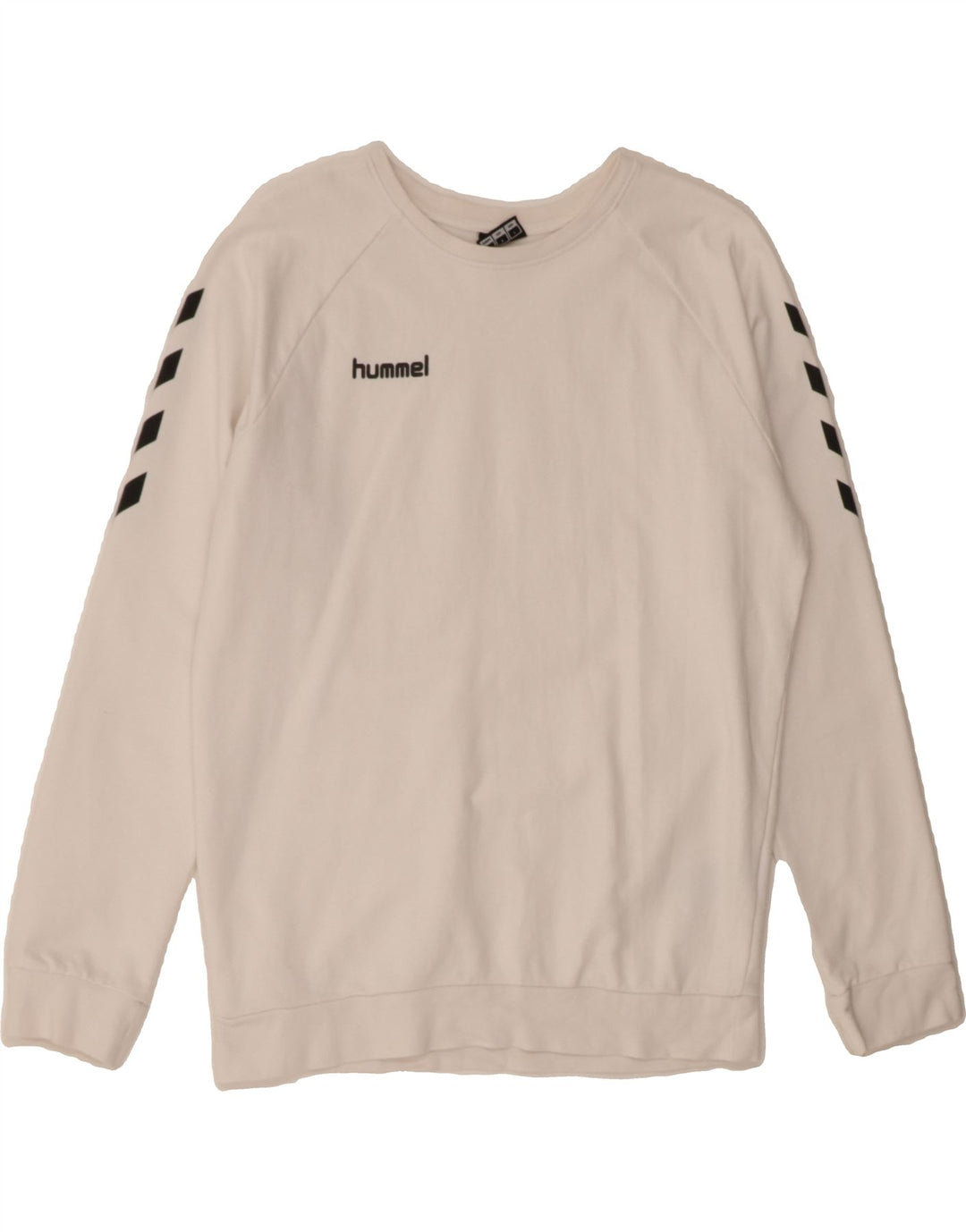 HUMMEL Mens Graphic Sweatshirt Jumper Medium White Cotton Vintage Hummel and Second-Hand Hummel from Messina Hembry 