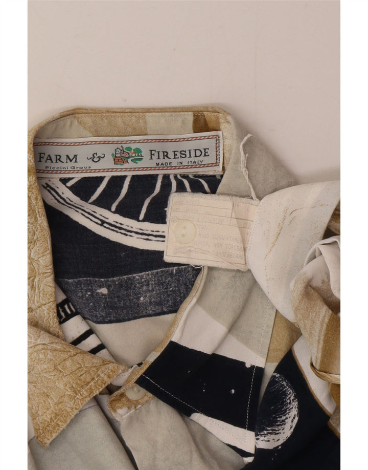 Camicia vintage da uomo a maniche corte grande patchwork in viscosa multicolore