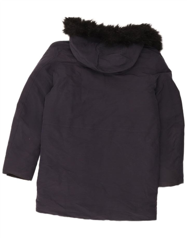 Cappotto imbottito con cappuccio da uomo Zara UK 38 poliestere medio blu navy