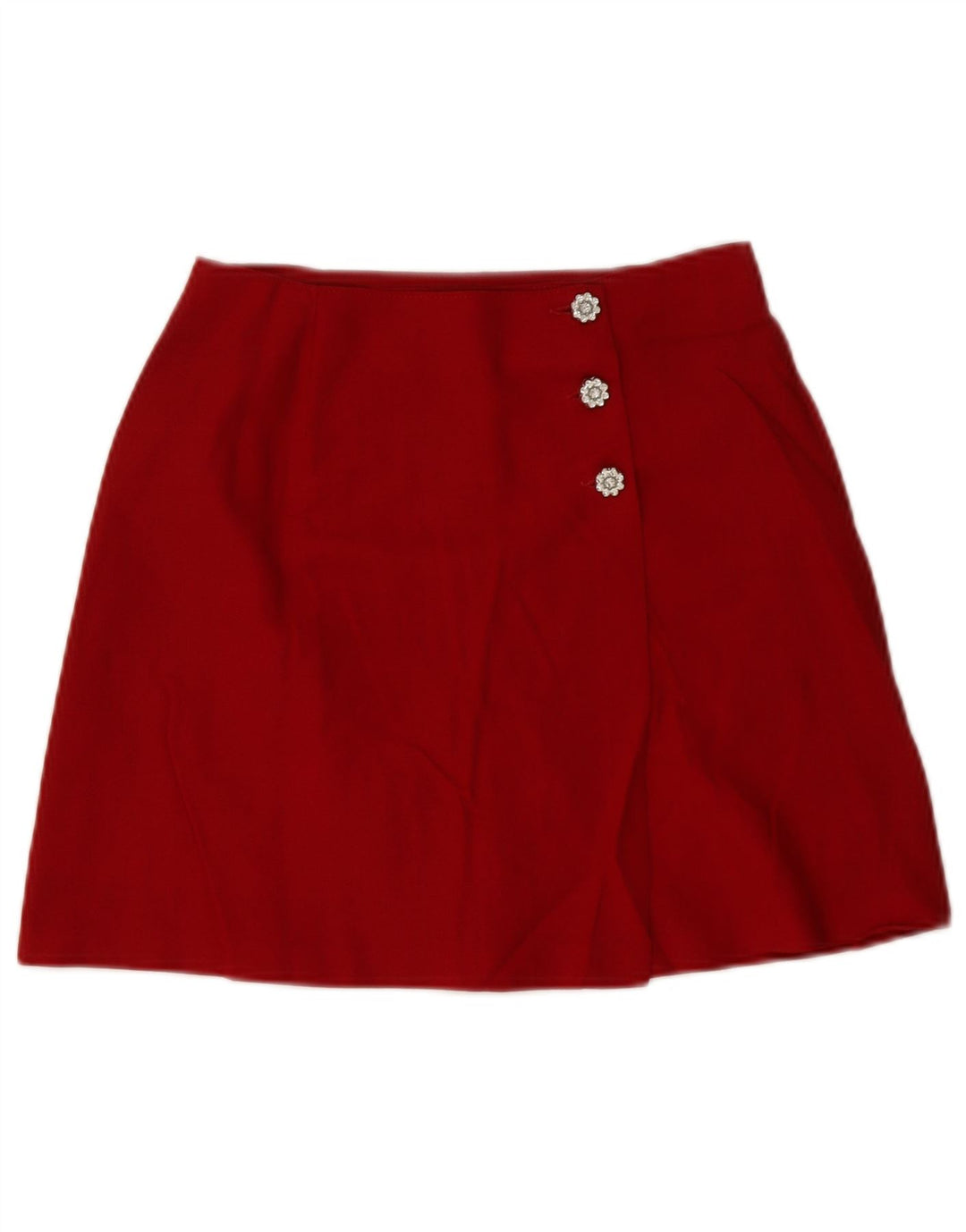 Gonna mini avvolgente da donna vintage media W28 in lana vergine rossa