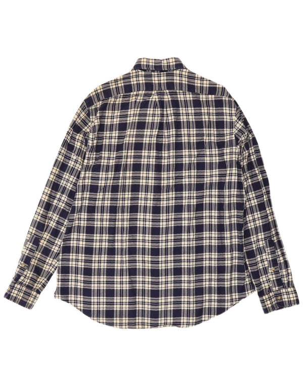 Polo Ralph Lauren Camicia da uomo in flanella con vestibilità personalizzata a quadri XL Blu navy a quadri
