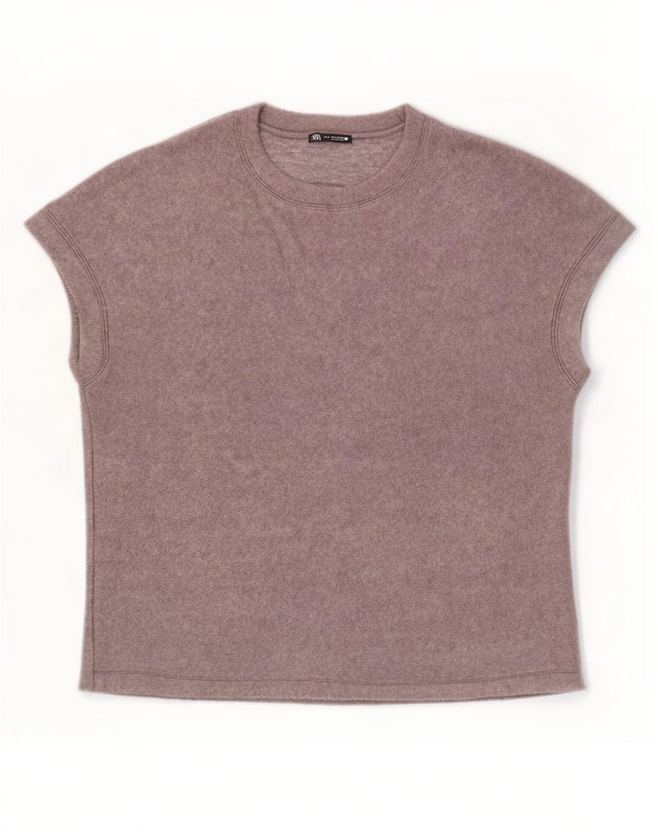T-shirt da donna Zara Top UK 14 acrilico grigio medio