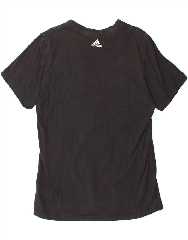 ADIDAS Womens Graphic T-Shirt Top Large Black Cotton Vintage Adidas and Second-Hand Adidas from Messina Hembry 