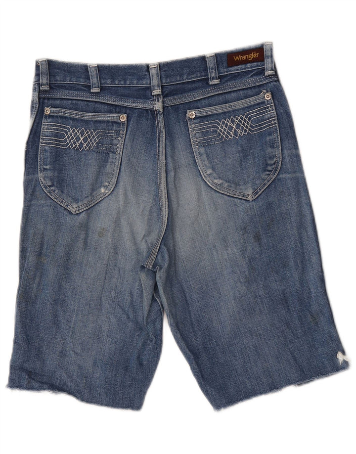 Pantaloncini di jeans invecchiati da donna Wrangler W29 Blu medio