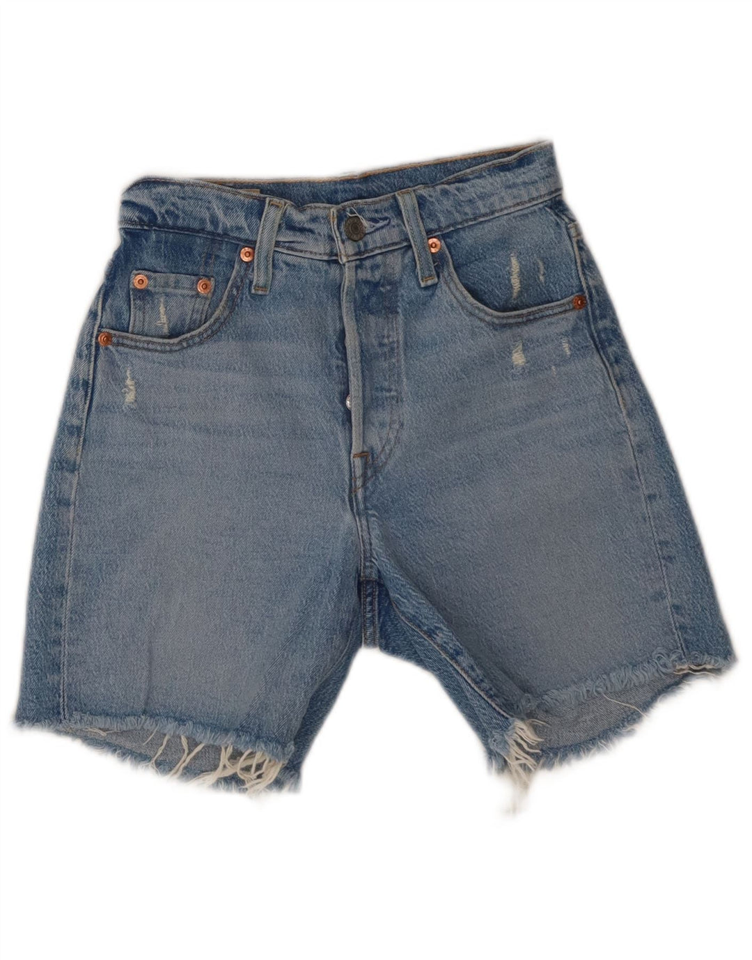 Pantaloncini di jeans effetto invecchiato 501 da donna Levi's W23 2XS cotone blu
