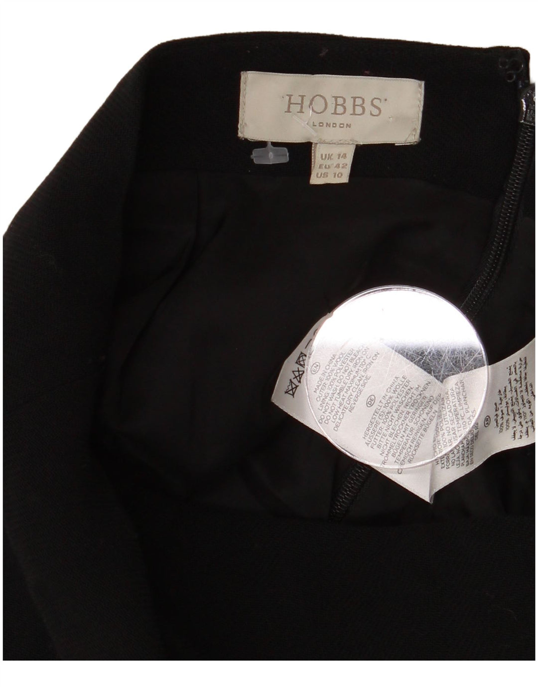 Gonna a tubino da donna Hobbs UK 14 grande W32 lana nera