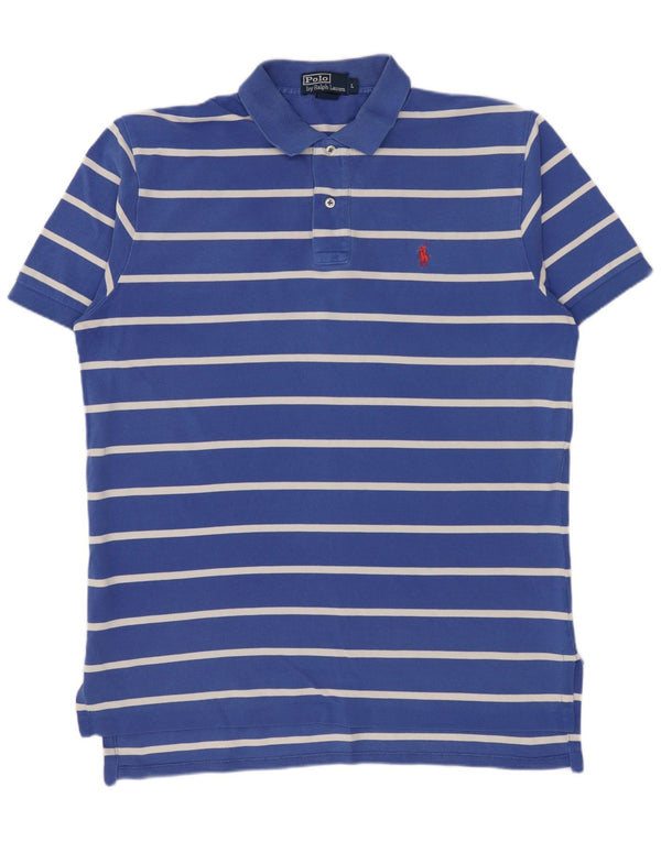 Polo Ralph Lauren Mens Polo Shirt Large Blue Striped Cotton