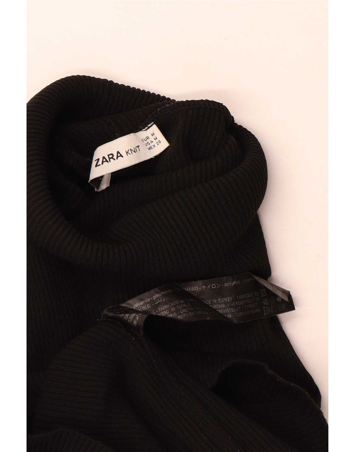 Top Zara da donna a maniche lunghe UK 12 medio nero in poliammide
