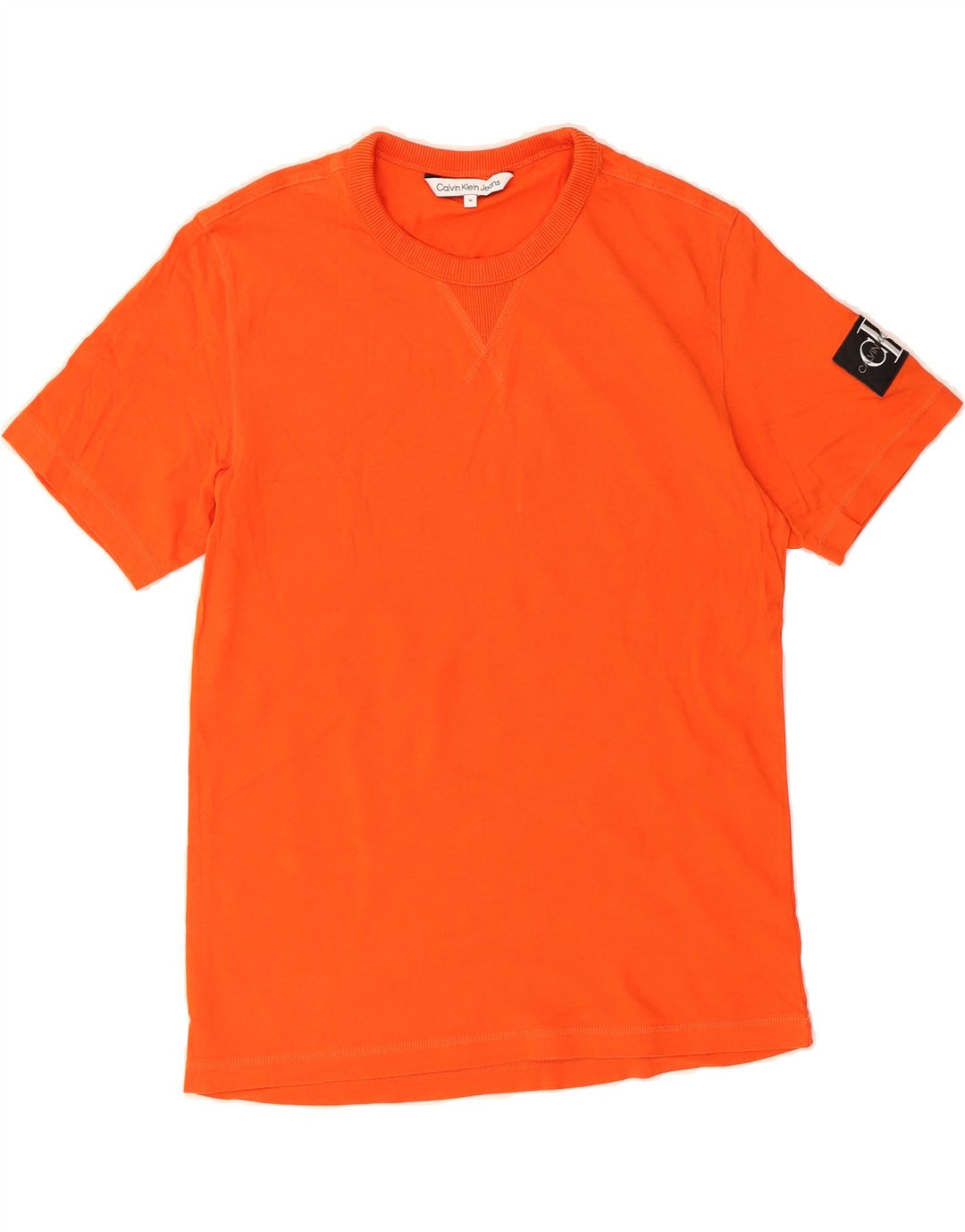 CALVIN KLEIN JEANS Mens Graphic T-Shirt Top Medium Orange Cotton Vintage Calvin Klein Jeans and Second-Hand Calvin Klein Jeans from Messina Hembry 