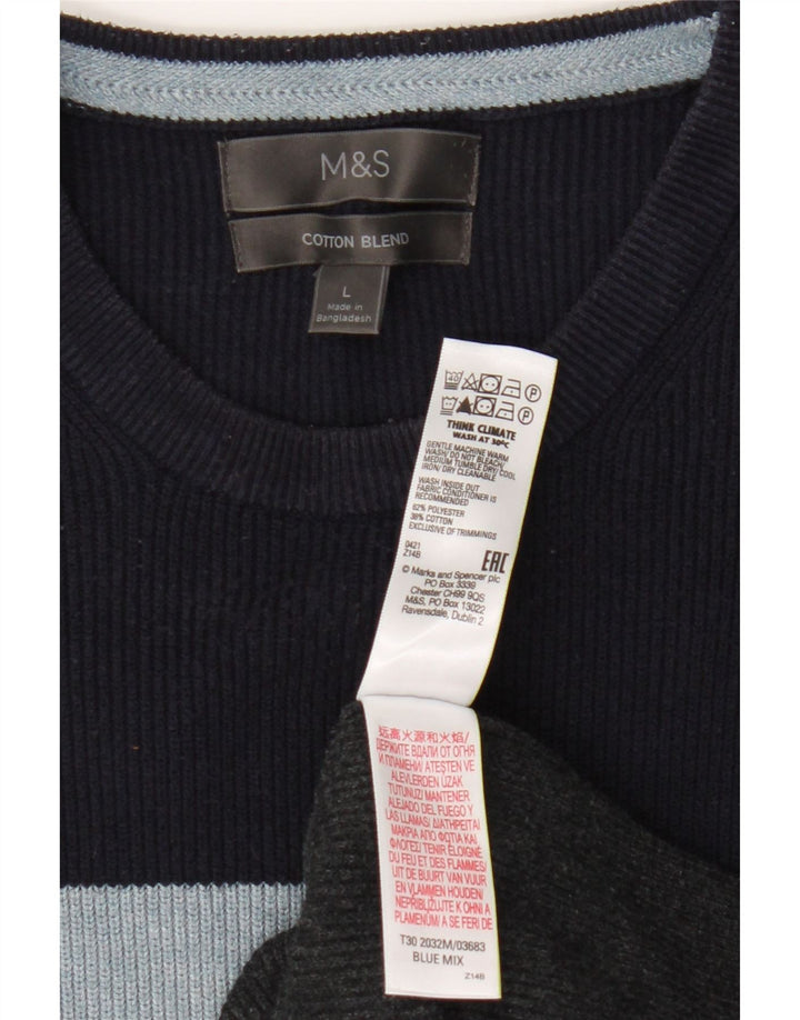 Marks & Spencer Maglione girocollo da uomo a righe grandi multicolori