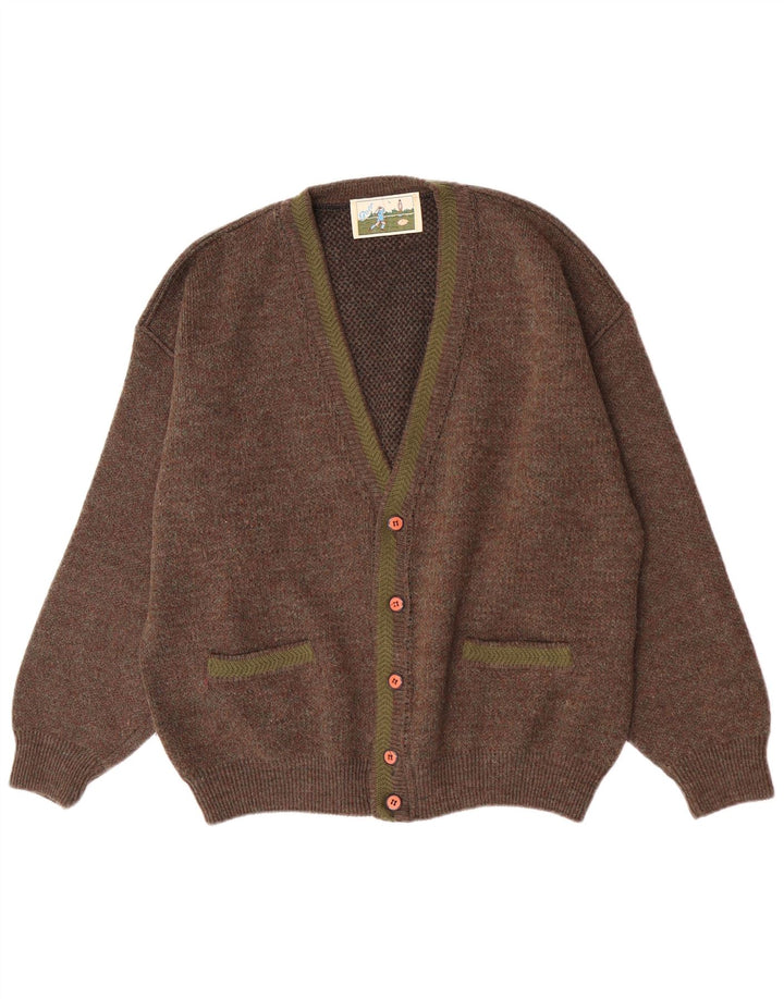 Maglione cardigan da uomo vintage grande marrone screziato