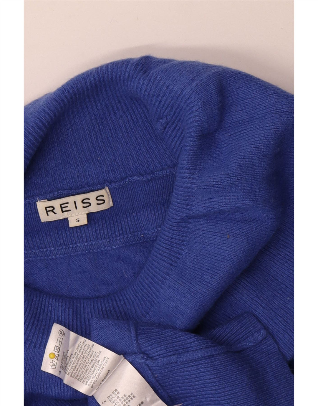 Maglione maglione oversize da donna Reiss con collo alto UK 10 piccolo viscosa blu