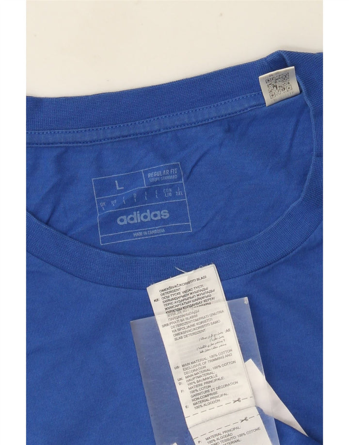 T-shirt grafica ADIDAS da uomo con vestibilità regolare, top grande in cotone blu