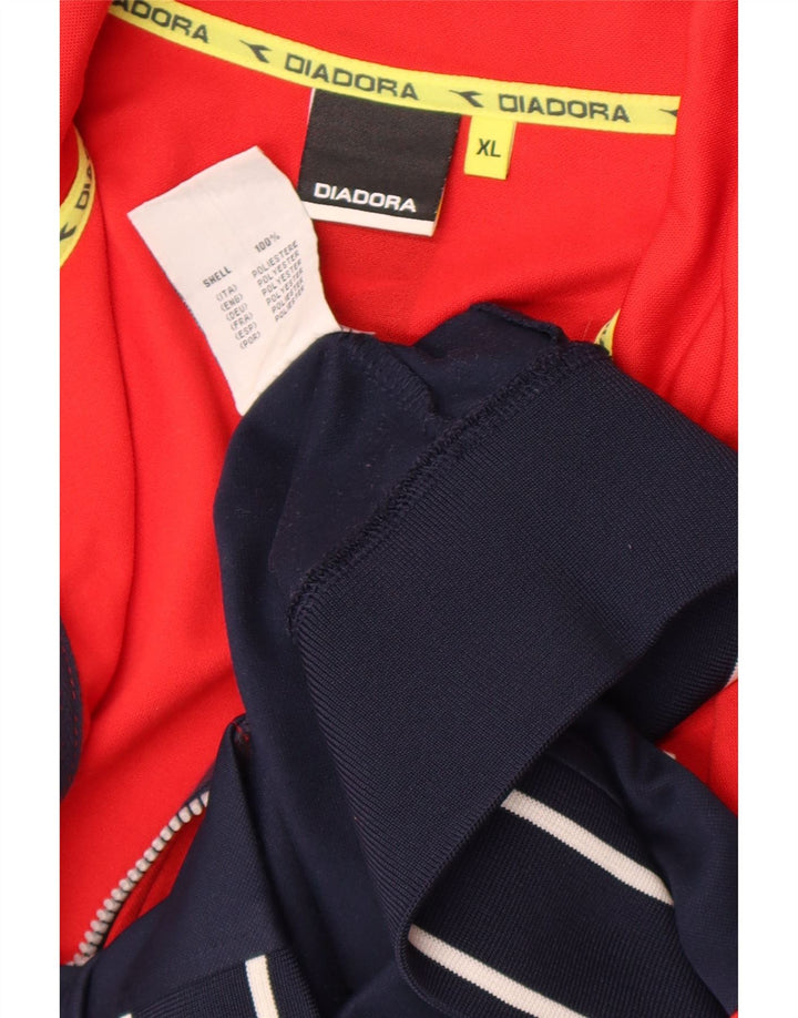 Giacca da tuta da donna Diadora UK 18 XL Poliestere color block rosso