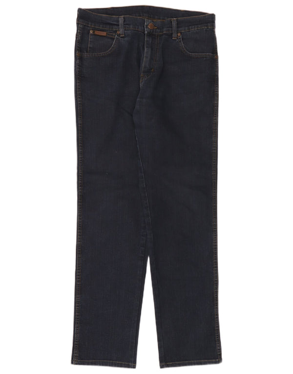 Wrangler Mens Texas Stretch Straight Jeans W34 L34 Navy Blue Cotton