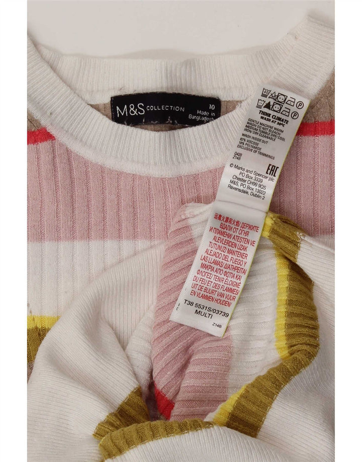 T-shirt corta da donna Marks & Spencer UK 10 piccola a righe multicolore