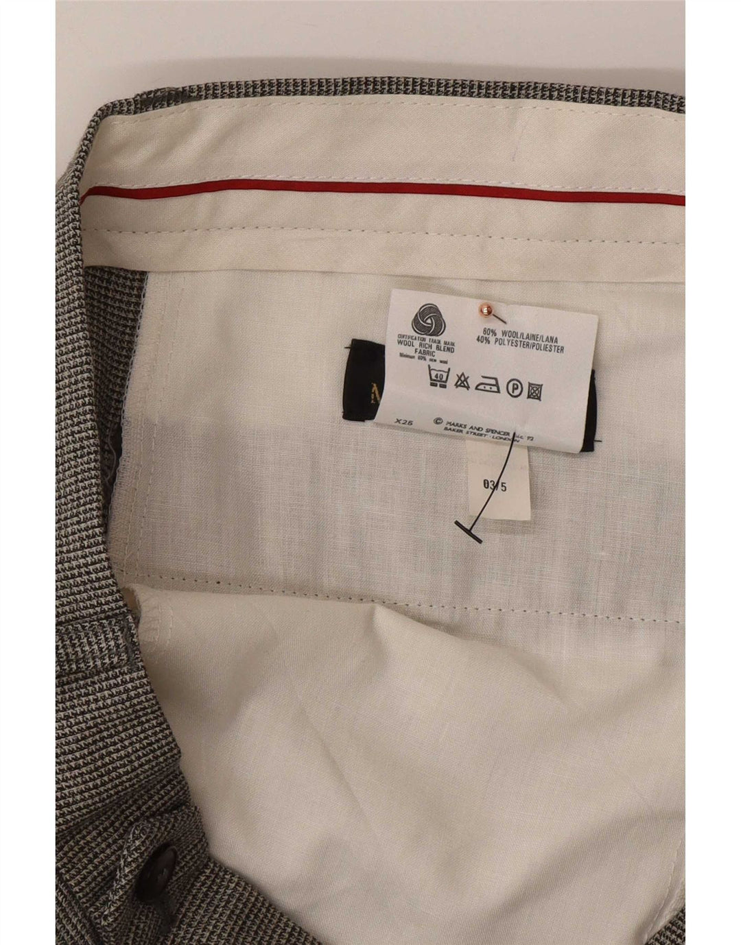 Marks & Spencer Mens Pegged Casual Trousers W34 L31 Black Houndstooth Wool