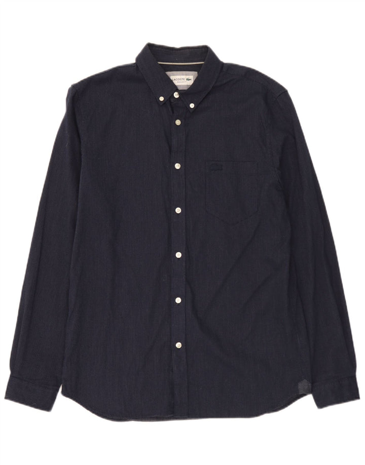 Camicia Lacoste da uomo vestibilità regolare taglia 40 cotone maculato medio blu navy