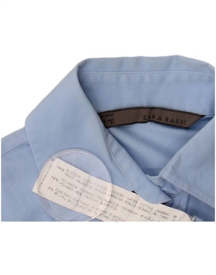 Body a maniche lunghe da donna ZARA UK 6 XS blu cotone