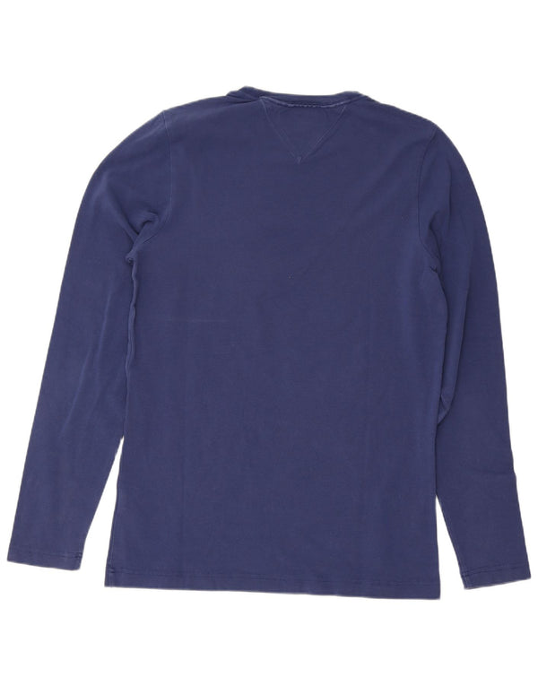 Tommy Hilfiger Uomo Slim Fit Top manica lunga piccolo cotone blu