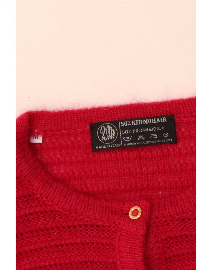 Maglione cardigan oversize da donna vintage UK 14 Mohair rosa medio