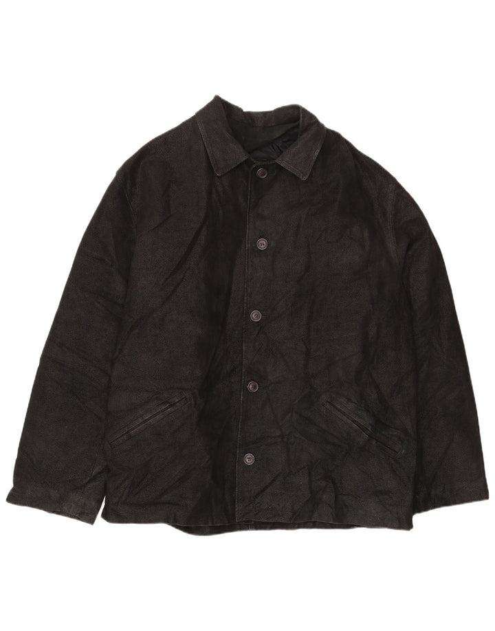 SAVE THE FOREST Giacca in pelle da uomo IT 54 2XL Pelle nera