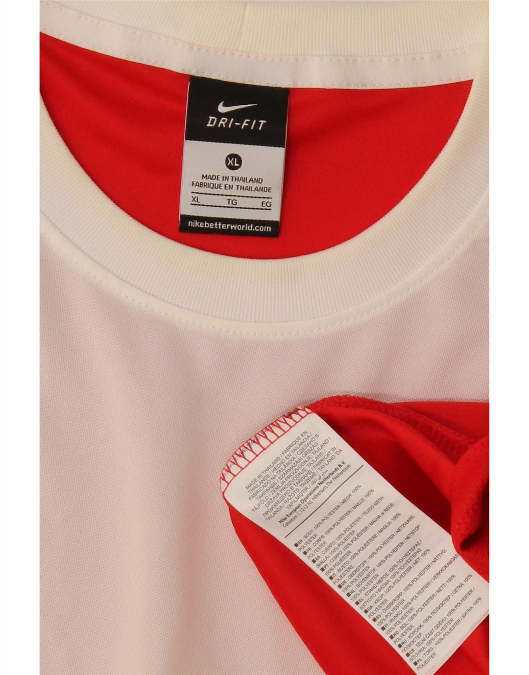 NIKE Top Dri Fit da uomo a maniche lunghe XL rosso in poliestere color block