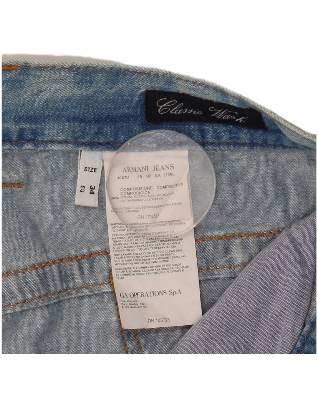 Jeans slim da donna Armani W34 L33 cotone blu
