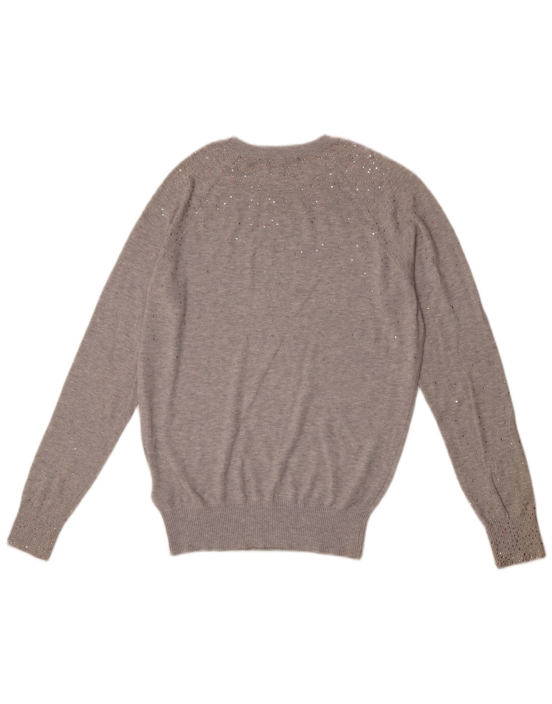 Maglione da donna con scollo a barca Ted Baker taglia 2 piccolo cotone chiazzato grigio