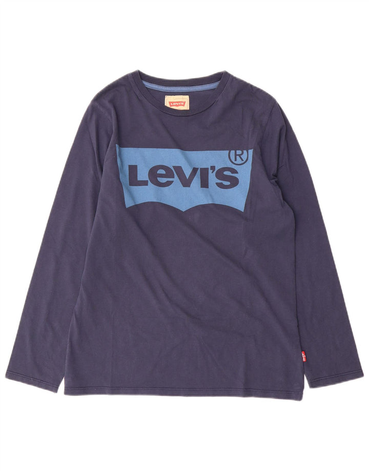 Maglietta grafica da bambino Levi's a maniche lunghe 13-14 anni in cotone blu navy