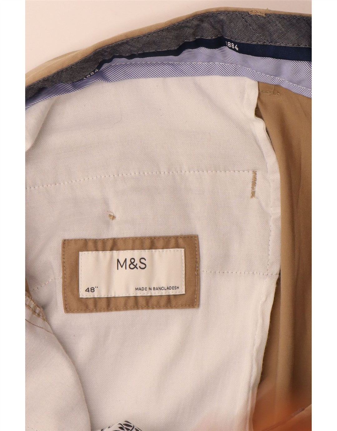 Pantaloncini chino da uomo Marks & Spencer W48 4XL cotone beige