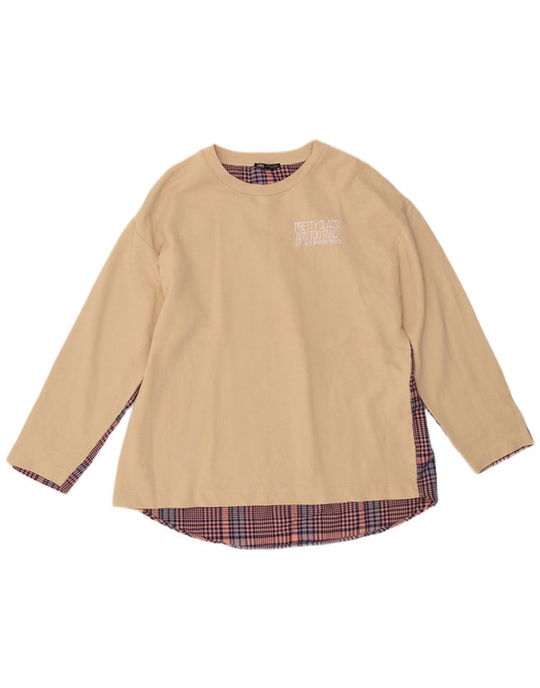Felpa ZARA da donna vestibilità ampia, taglia UK 14, color block beige medio
