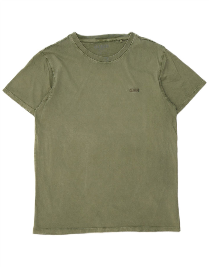 T-shirt da uomo GUESS Top UK 36 piccola in cotone verde
