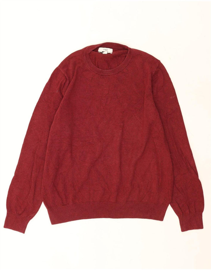 Maglione maglione girocollo da uomo Marks & Spencer XL in cotone rosso
