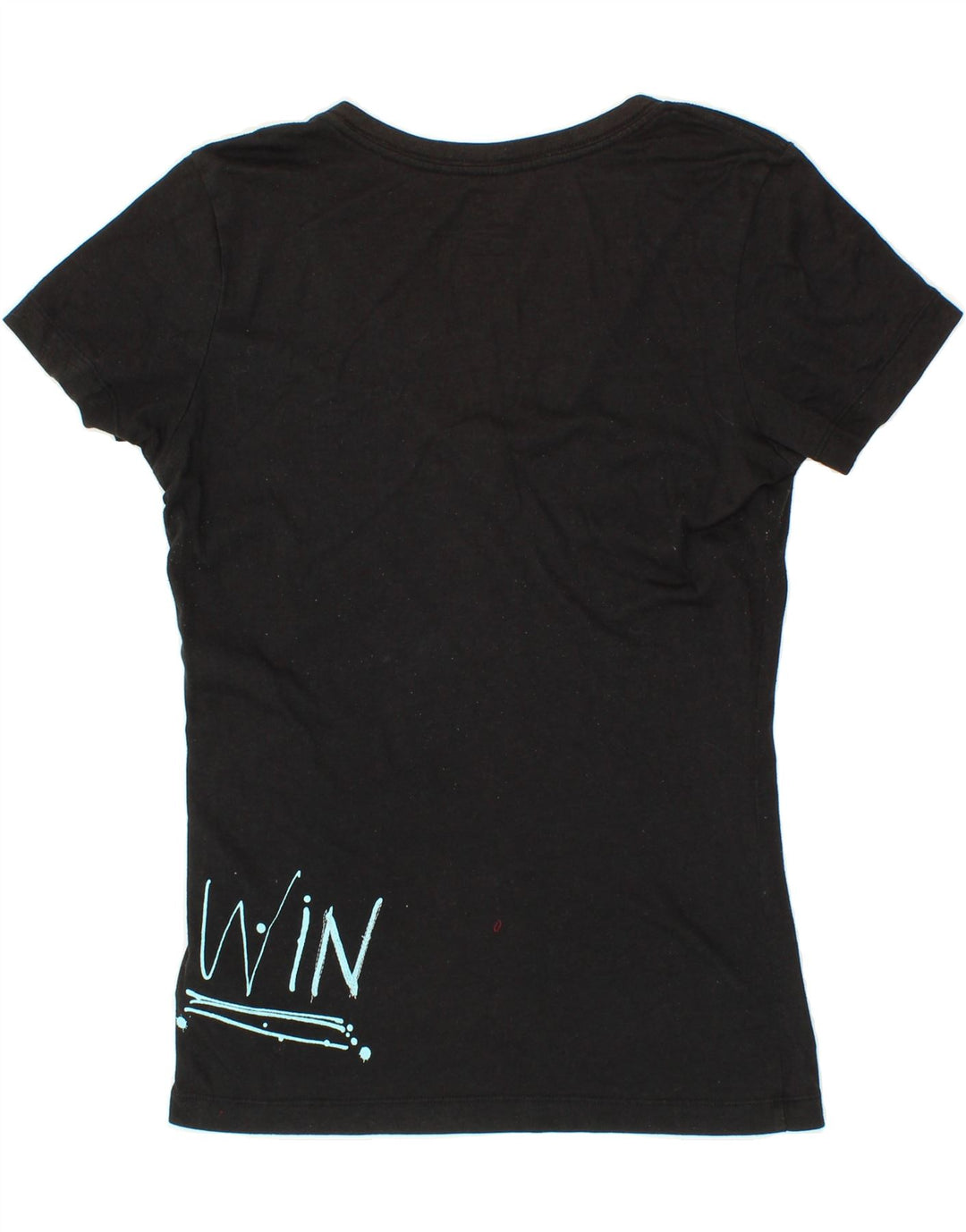 NIKE Womens Slim Fit Graphic T-Shirt Top UK 12 Medium Black Polyester Vintage Nike and Second-Hand Nike from Messina Hembry 