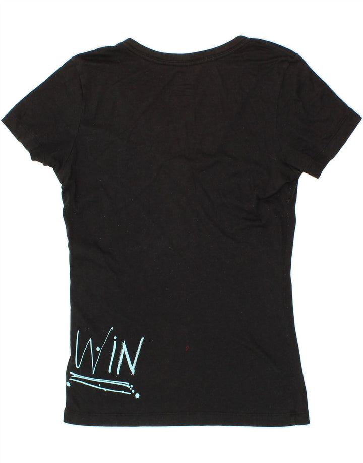 NIKE Womens Slim Fit Graphic T-Shirt Top UK 12 Medium Black Polyester Vintage Nike and Second-Hand Nike from Messina Hembry 