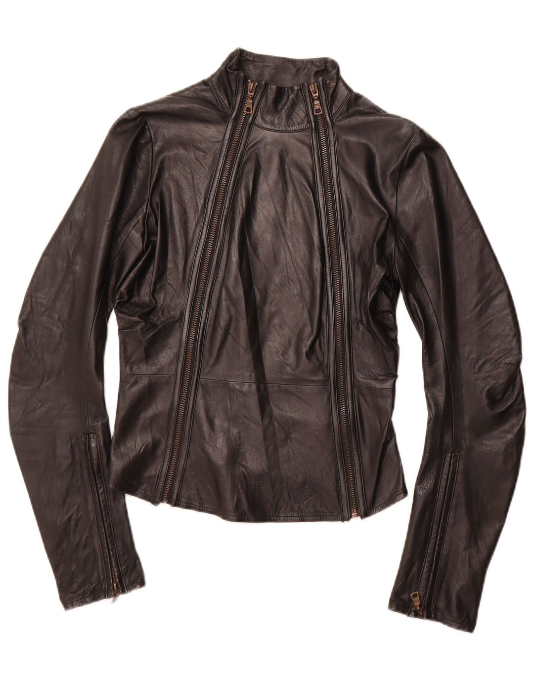 Giacca da corsa in pelle corta da donna NOLITA UK 8 piccola nera